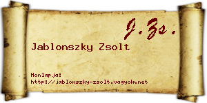 Jablonszky Zsolt névjegykártya